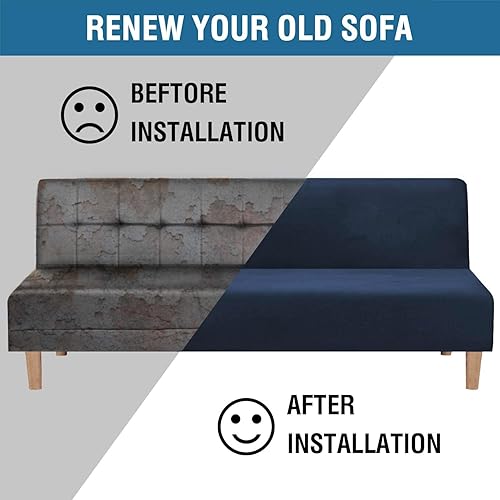 Vista 60 de H.VERSAILTEX - Funda de terciopelo real para futón sin brazos, funda protectora elástica para sofá cama, para protección de muebles, gruesa, suave