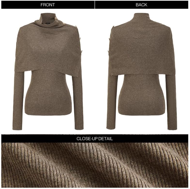 URBAN REVIVO Women's Sweater Knit Long Sleeve Button - Mock Two-Piece Design with Metal Details