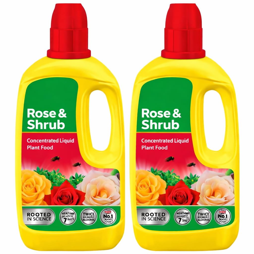 Rose & Shrub Concentrated Plant Food 800ml Pack of 2 | Liquid Fertiliser for Roses & Shrubs | Promotes Strong Growth & Vibrant Blooms