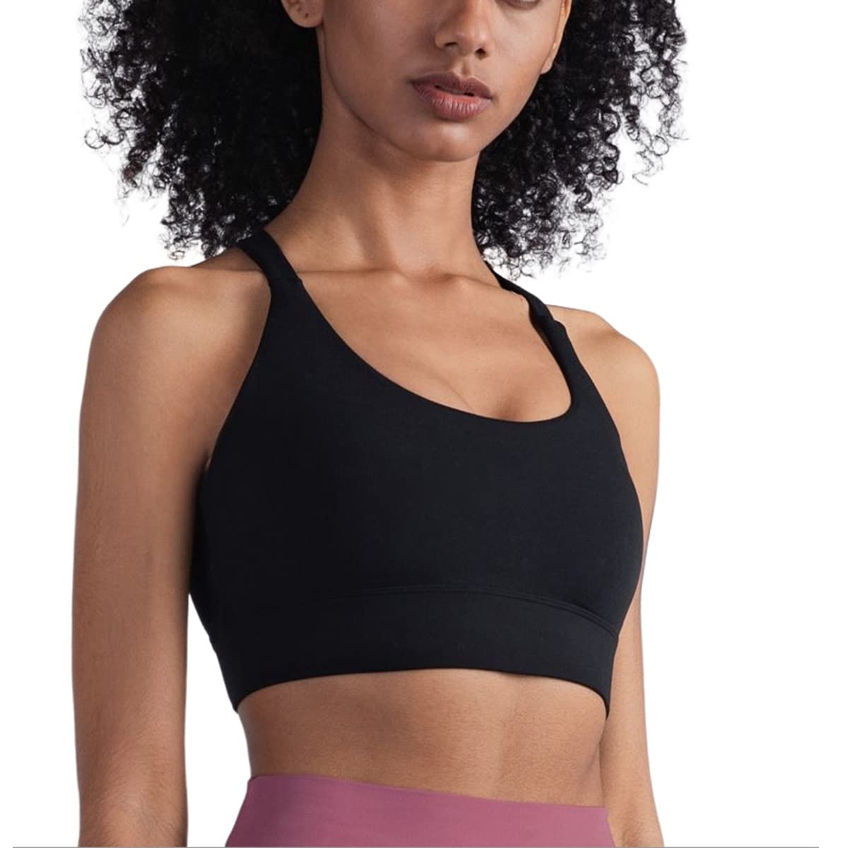 Sujetador deportivo negro talla S para yoga y running con tirantes ajustables