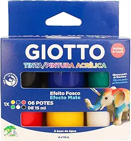 GIOTTO, Tinta Acrilica Pintura Efeito Fosco 15ml com 06 Cores