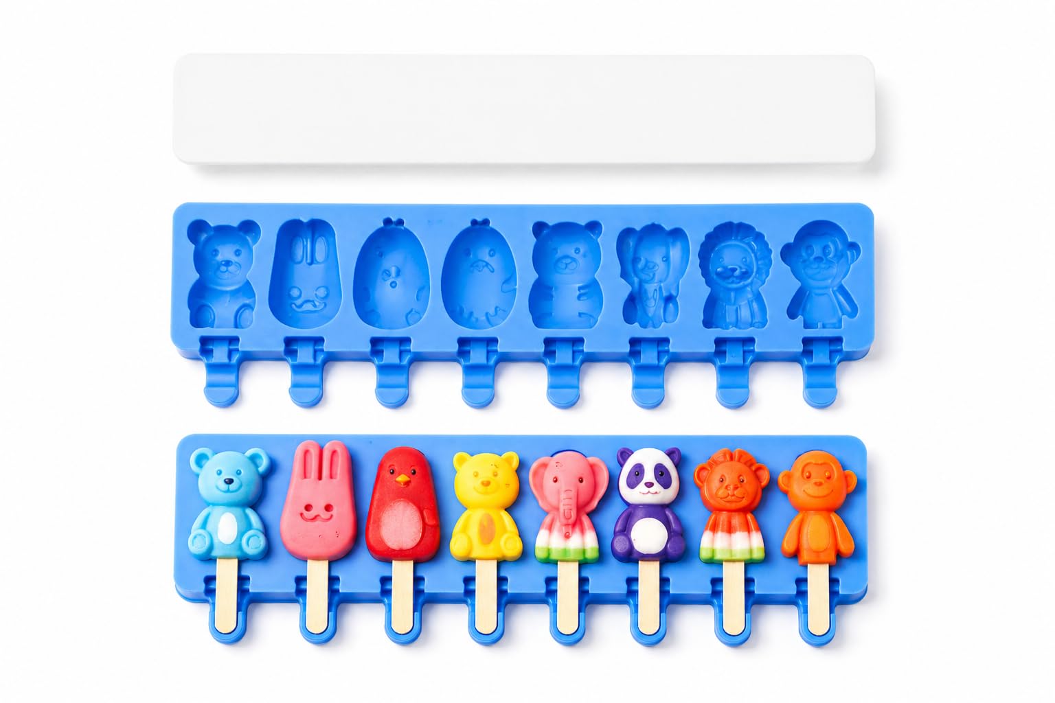 Molde Premium de Silicona para Helados – 8 cavidades para Helados Caseros | Reutilizable | Fácil de Desmoldar y Limpiar | Ideal para Niños | Libre de BPA (Animales) | Incluye Ebook QR con Recetas