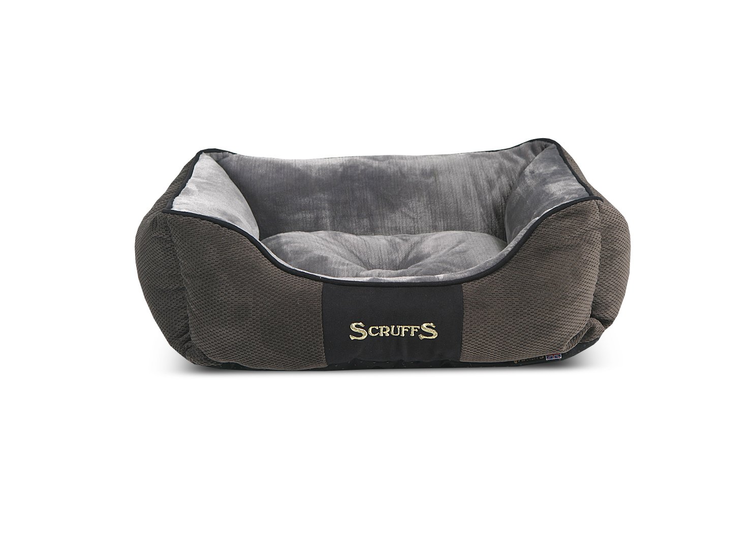 Scruffs Chester Box Bed Graphite Grey Small - Chenille Fabric, Plush Lined, Non-Slip Base