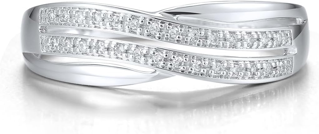 Santuzza 10K Solid Gold Gemstone Genuine Diamond Dainty Band Ring for Women
