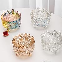 Vista 27 de Colorful Crystal Glass Candy Snack Barrel Storage Jar Embossed Luxury Cookie Buffet Canister With Lids Jewelry Box Jar Biscuit Containers