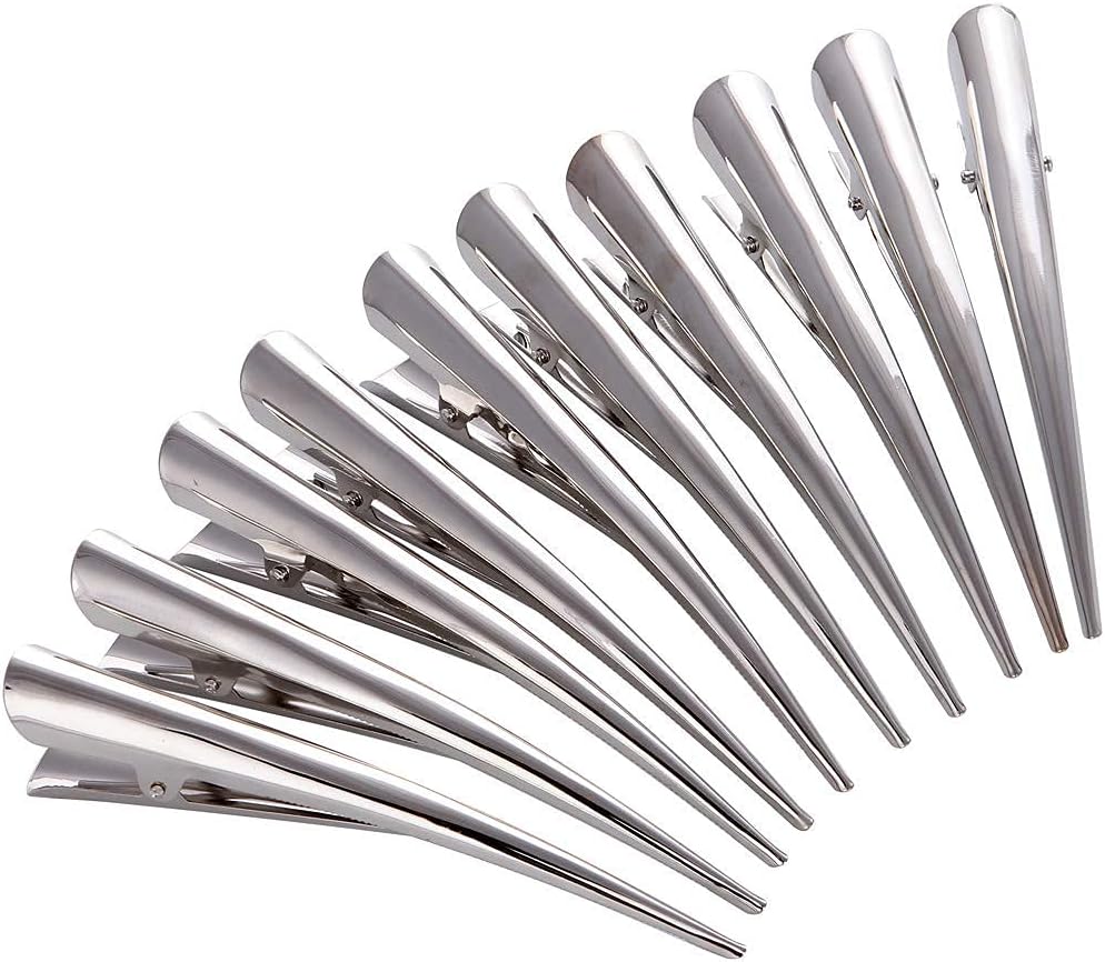LONEEDY 10 Pack Duckbill Hair Clips with Teeth, Metal Alligator Curl