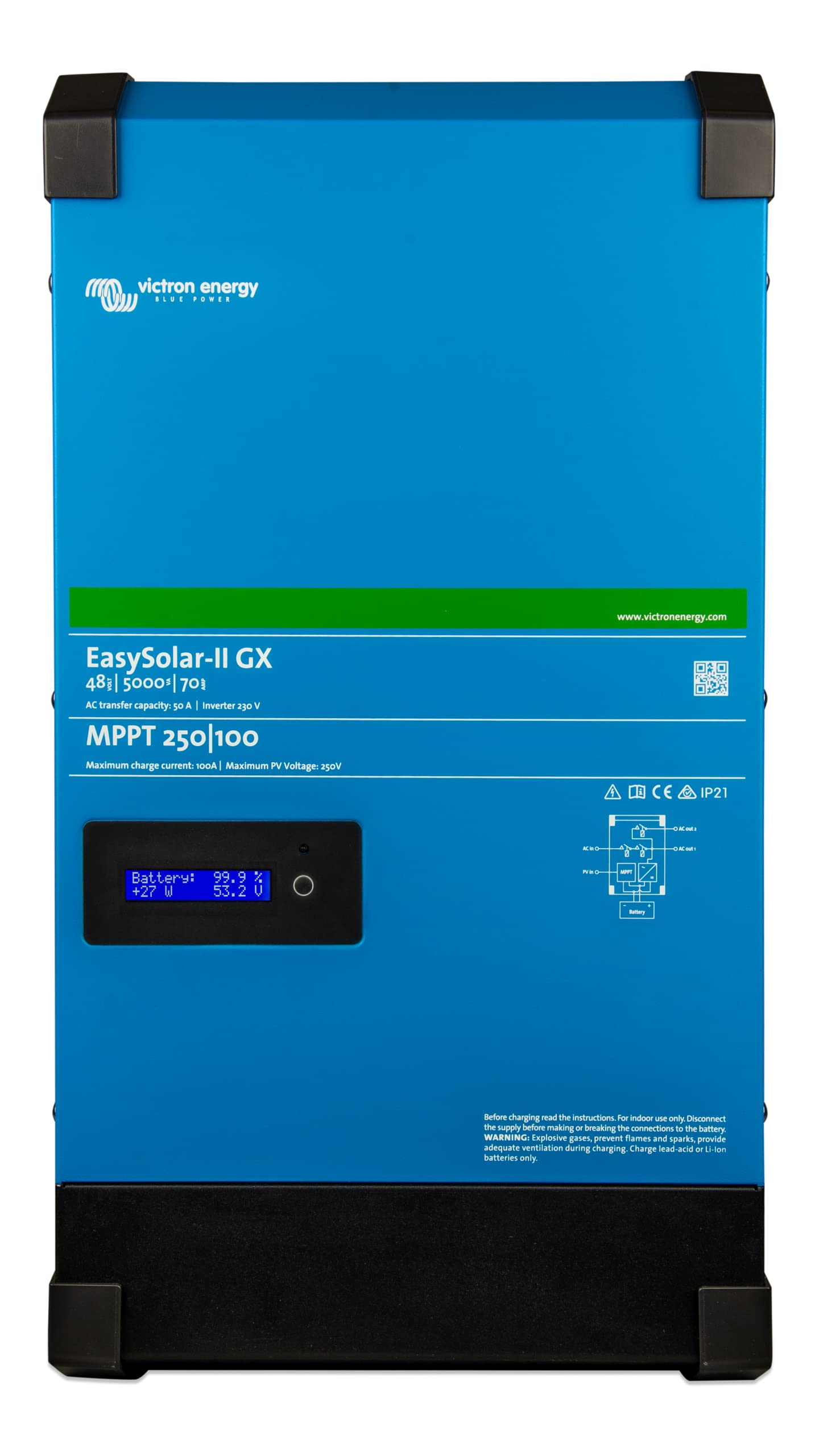 Victron Energy EasySolar-II GX 5000VA 48-Volt 230V Wechselrichter 70 Amp Batterie Ladegerät und Solar Ladegerät MPPT 250V 100 Amp