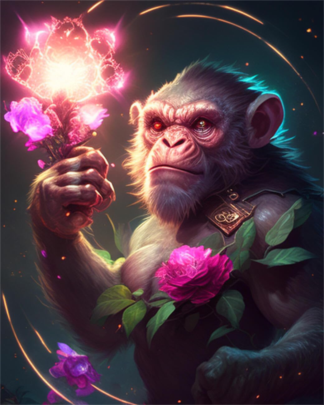 RKFLGEW DIY Bead Embroidery Kit Fantasy Monkey 50x70cm