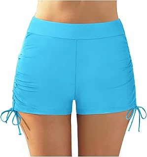 Reloj barato para mujer, talla grande, cintura alta, pantalones cortos de baño, pantalones cortos de playa, parte inferior acanalada, parte inferior de natación de corte alto, cobertura completa