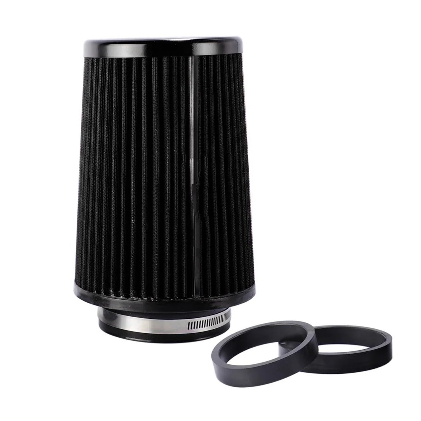 Ansaugschlauch Universal-Auto-Luftfilter Für Rennwagen 76 Mm/89 Mm/101 Mm 2,5 Zoll 3 Zoll 3,5 Zoll High Flow Cold Cone Lufteinlassfilter Luftansaugschlauch(Schwarz)