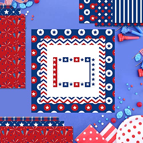 24 Sheets 12'' X 12'' Patriotic Style Scrapbook Paper, Veteran's Daycardstock Paper, Red-White-Blue Stars Stripes Print Decorative Craft Paper For Memorial Day 4Th Of July Card Making Craft #TOP5