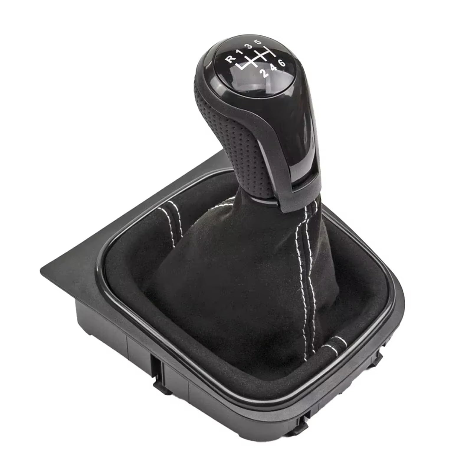OUVECR Car Shift Gear Knob Handle for VW for Golf 5 MK5 for Golf 6 MK6 for Jetta for Scirocco for Eos Gear Shift Knob GaiterBoot 5/6 Speed Manual Gear Shift Cover(A6 Speed)