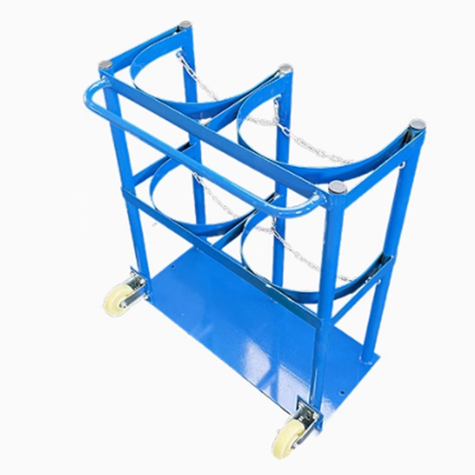 GHHVFEC Oxygen cylinder rack,Universal Oxygen Tank Holder Cart - Heavy Duty Rolling Trolley for Gas Cylinders - Portable Rack for Laboratory & Factory - Holds 2 Oxygen Tanks