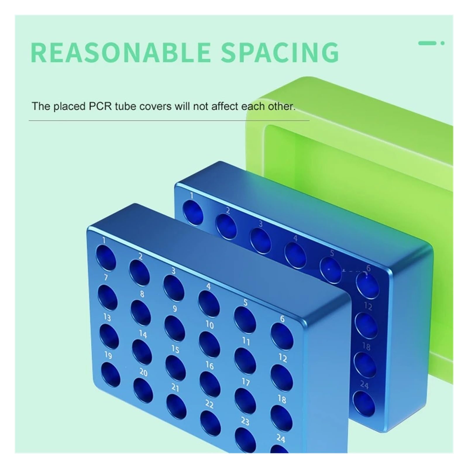 Gradilla Para Tubos De Centrífuga Caja de hielo de aluminio, bloque de tubo centrífugo, termostato de baja temperatura, módulo de congelación multiusos preenfriado, 0,2, 1,5, 5ml | 48Holes-Blue