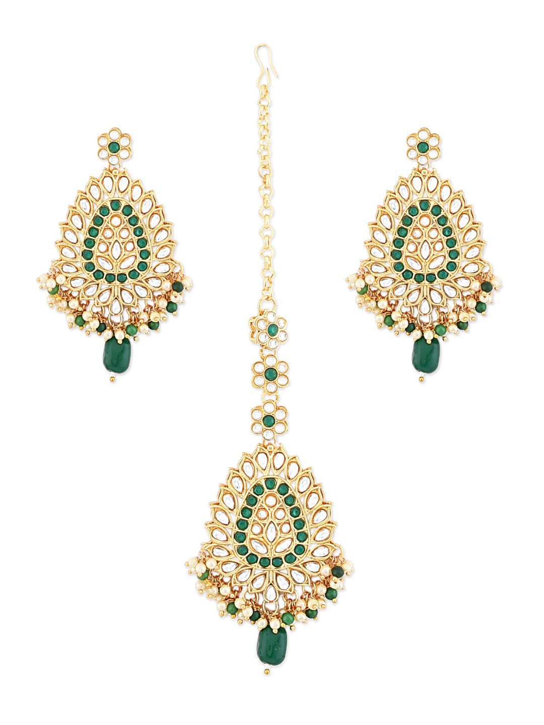ZAVERI PEARLS Green Beads & Kundan Traditional Earring & Maangtikka Set For Women-ZPFK12111 (B09RK7W7JX) Amazon Price History, Amazon Price Tracker