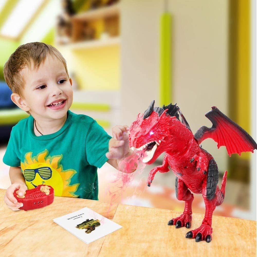 Buoeuik Dinosauro Telecomandato, Giochi Animali Drago Giocattolo per Bambini con Compleanno Natale Regali Ragazzi Ragazze 3 4 5 6 7 8 9 10 11 12 Anni
