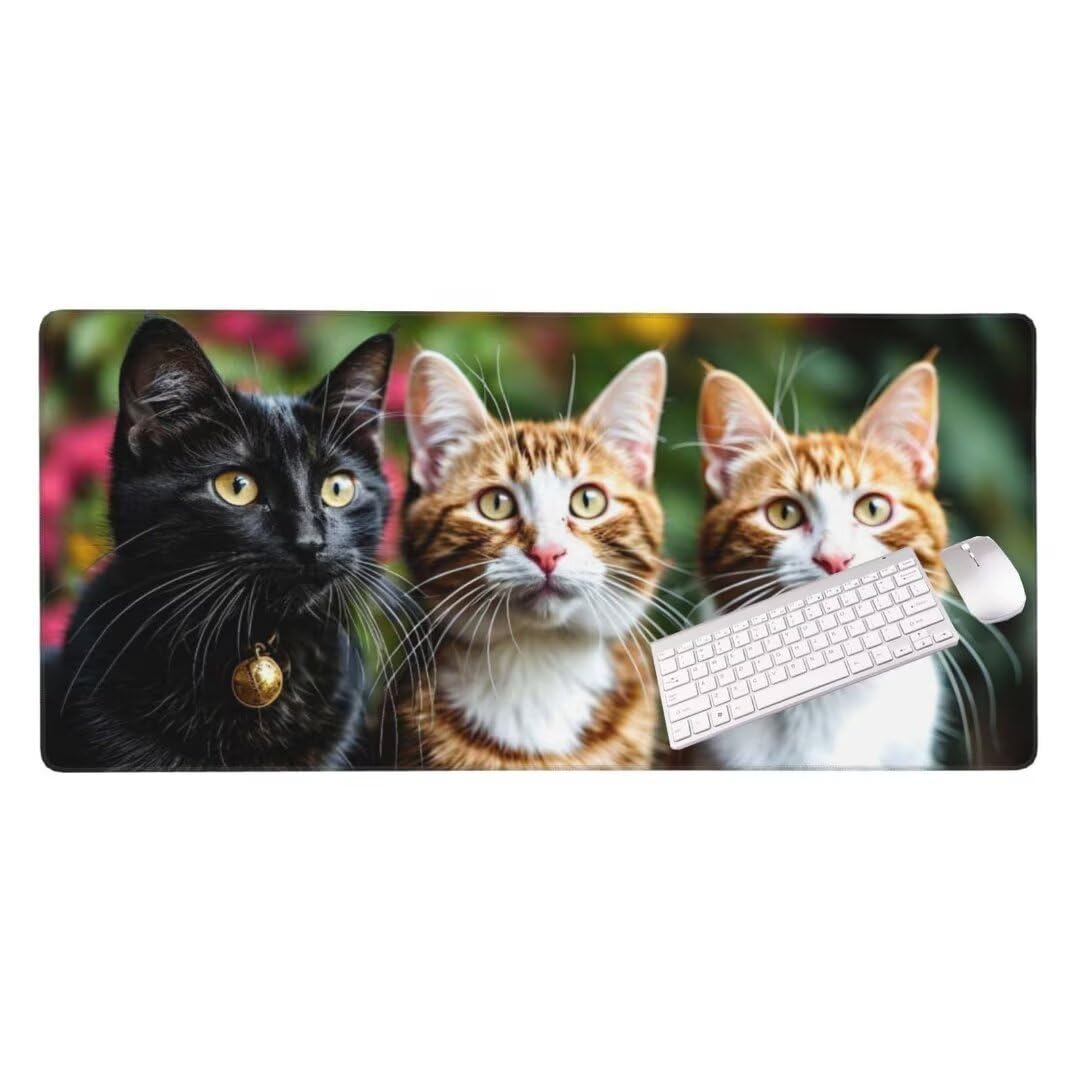 Gaming Mauspad Tier Katze Mauspad, Mousepad XXL 1400x600 mm, Mauspad Gaming Zubehör mit Anti Rutsch Basis Mouse Pad Wasserdicht und Langlebig Gaming Zubehör für Home Office Zimmer Deko S-3302