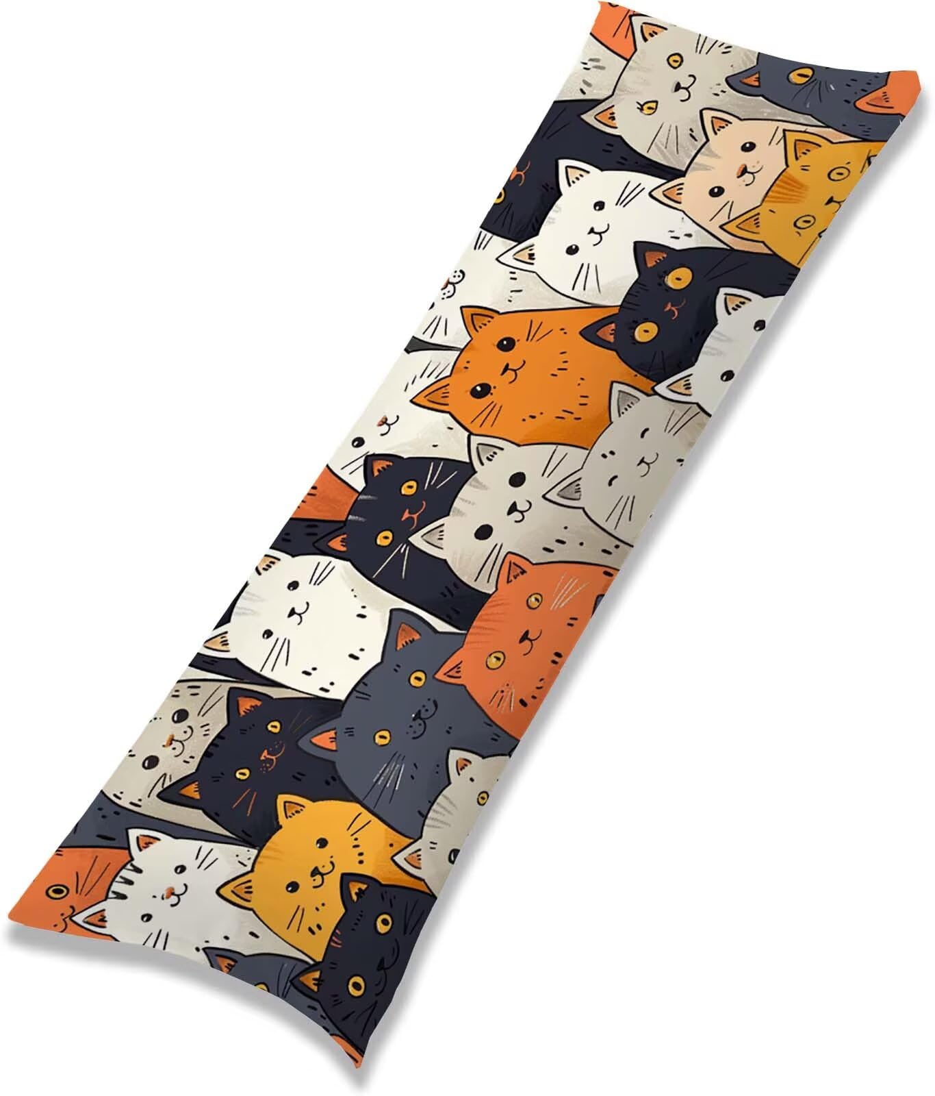Fodera Cuscino 50 x 150 cm, Animale-17 Velluto Copricuscini Letto, | con Invisibile Cerniera, Morbida e Traspirante, per biancheria da letto, divano, hotel, chi dorme sul fianco Gatto j-117