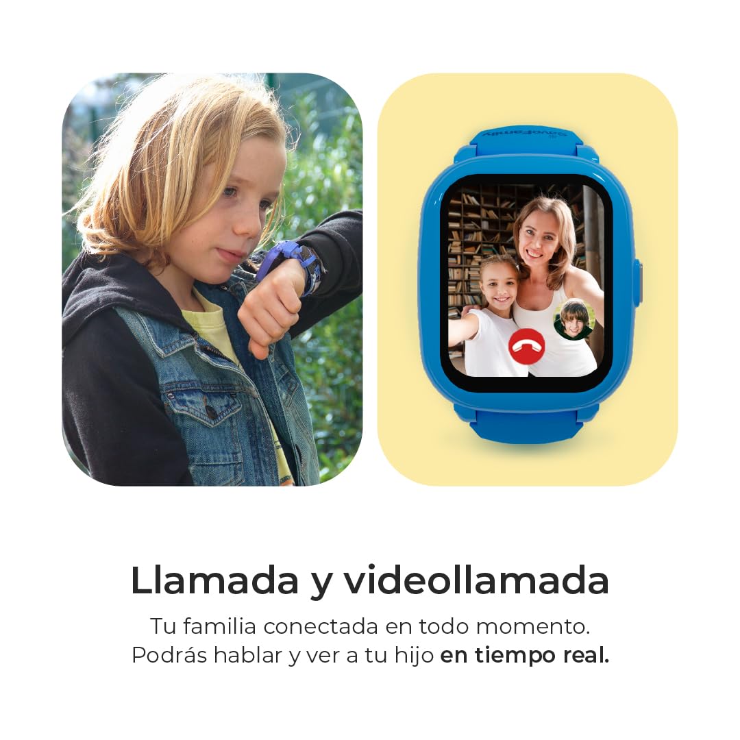 SaveFamily Iconic Plus 2 | Reloj Inteligente Niño con Localizador GPS, Llamada, Vídeo, IA, Botón SOS, Whatsapp, Spotify, Medidor de Temperatura | SIM Incluida - Modelo Gamer