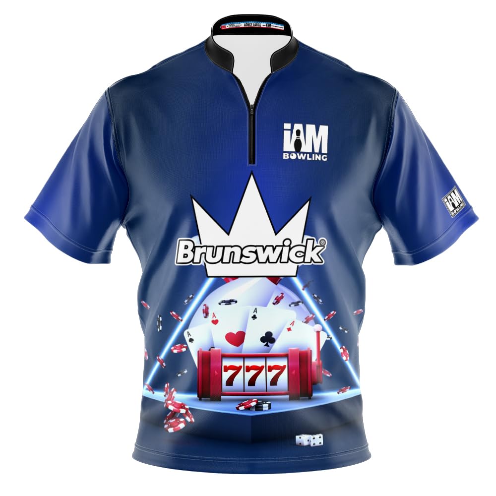 Logo Infusion I AM Bowling Jersey Short Sleeve Sash Collar 2332 BR2 Made in USA BRUNSWICK2 (US, Alpha, 4X-Large, Regular, Regular, Multi)
