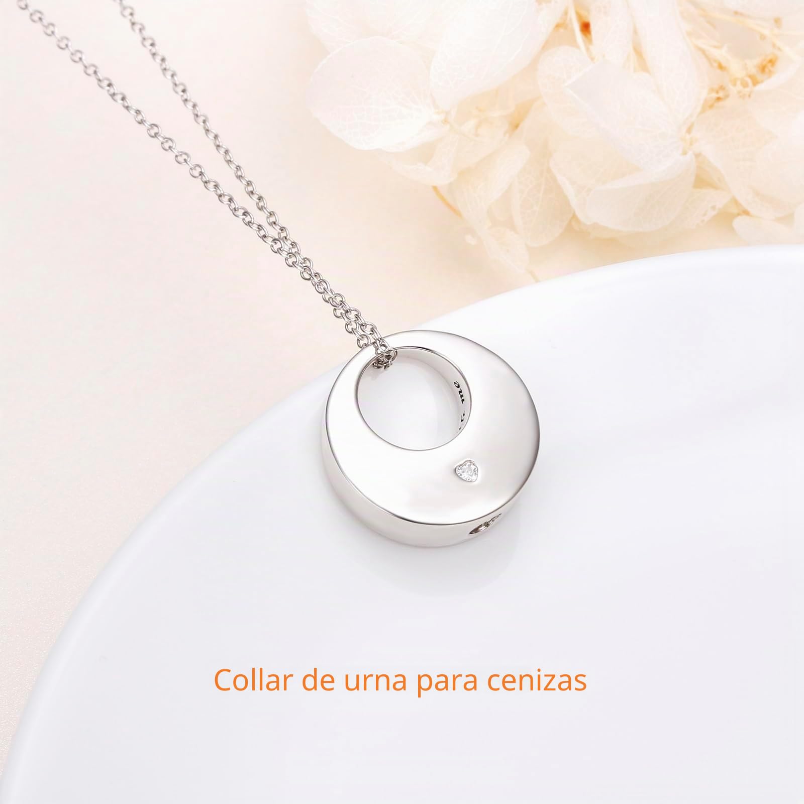 Flyow Collares de urna para cenizas para mujer, joyería de cremación, plata de ley 925, colgante conmemorativo de eternidad, longitud ajustable