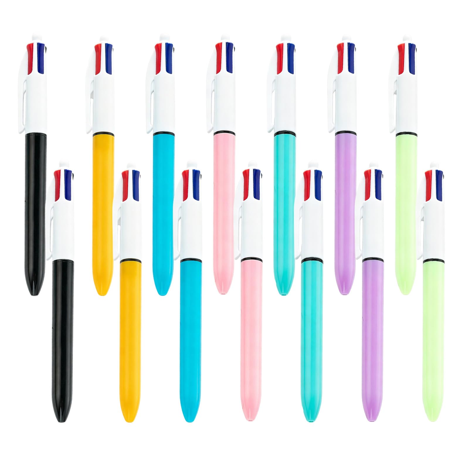 FveVqe 14PCS Multicoloured Pen, 1.0mm 4 Colour Pen for School Office Gift