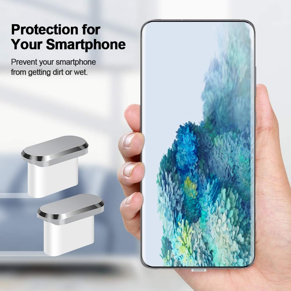 TITACUTE USB Type C Anti Dust Plug 2 Pack, USB C Port Plug Dust Cover with Mini Carrying Box Dust Cap Plugs USB C Port Caps Protectors for Samsung S20 FE S21 S22 A53 Galaxy Z Flip 4 OnePlus 10T Silver
