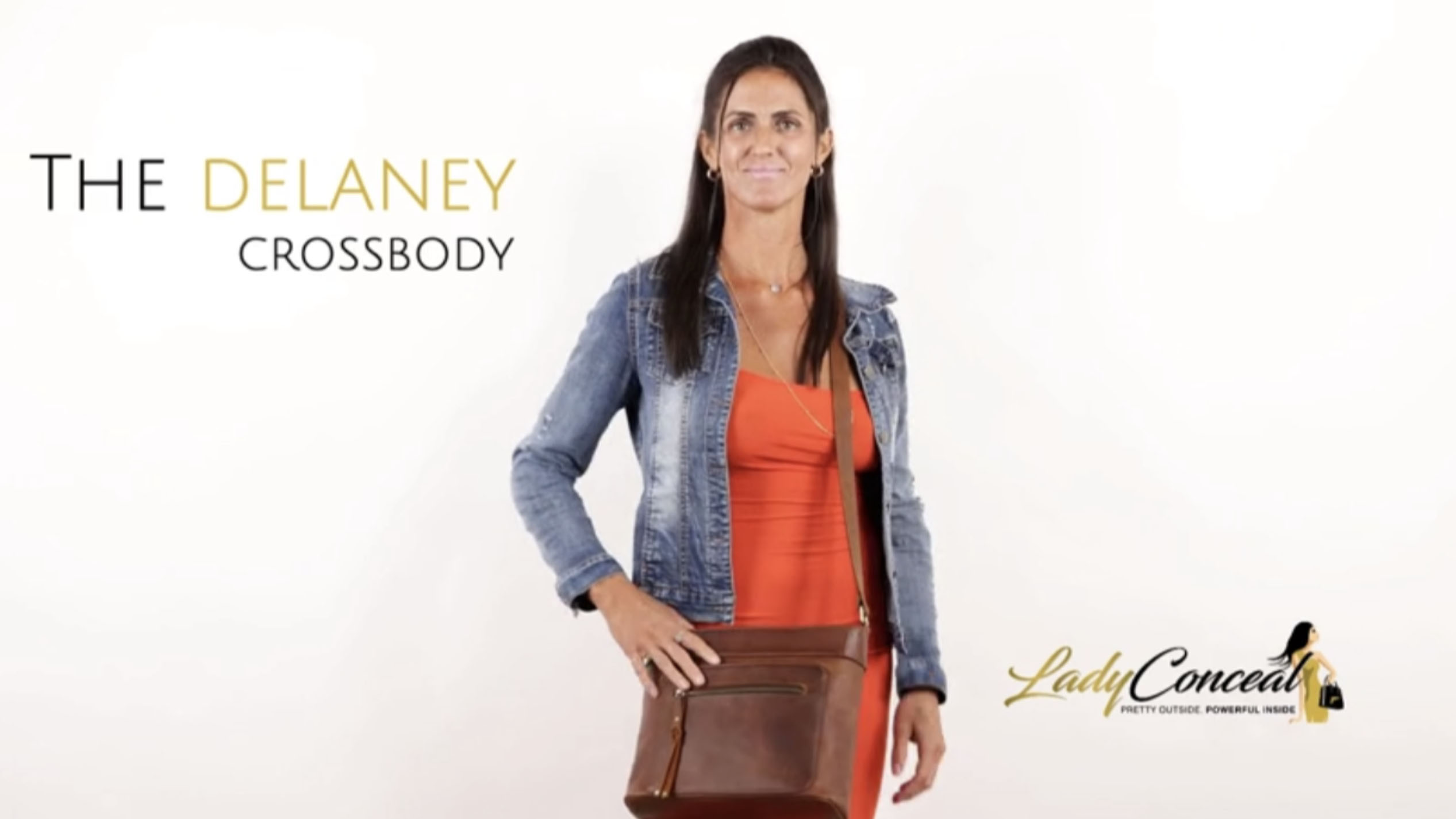 Lady Conceal Delaney Leather Crossbody Bag - Distressed Leather With Locking Concealed Carry Holster