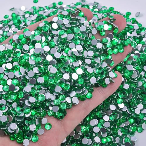 Image of 2880pcs Glass Flatback Rhinestones for Nail Art Crafts, Multi-Size Round Crystal Gems for DIY Decoration 2-4.8mm SS6-20 Peridot