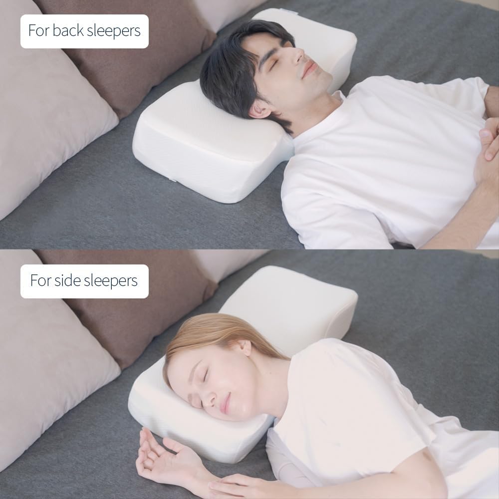 Motex Height Adjustable Memory Foam Pillows for Sleeping Neck Supporting Ergonomic Pillows with Washable Modal Fabric Cover, White, M-L Size – Motion N (1pc)