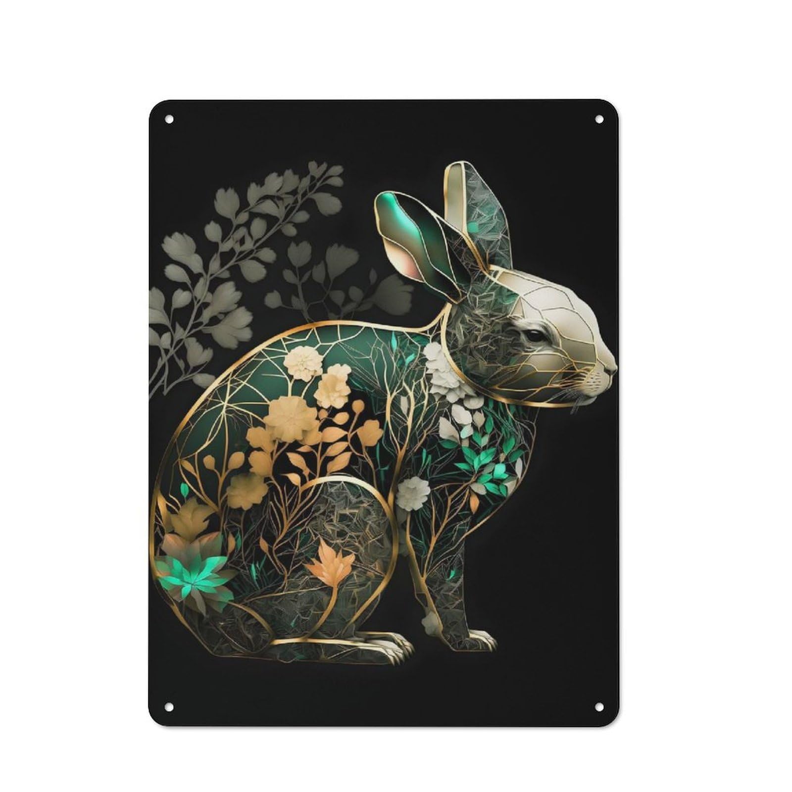 Junmoney Rabbit Abstract Art Vintage Tin Sign 40X30cm With For Café Or Restaurant, Suited To Wall Displays In Cafés And Restaurants