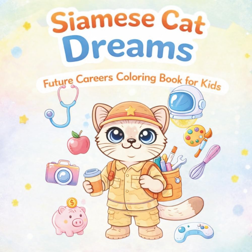 Siamese Cat Dreams: Future Careers Coloring Book for Kids | 26 Fun Jobs to Explore Through Coloring