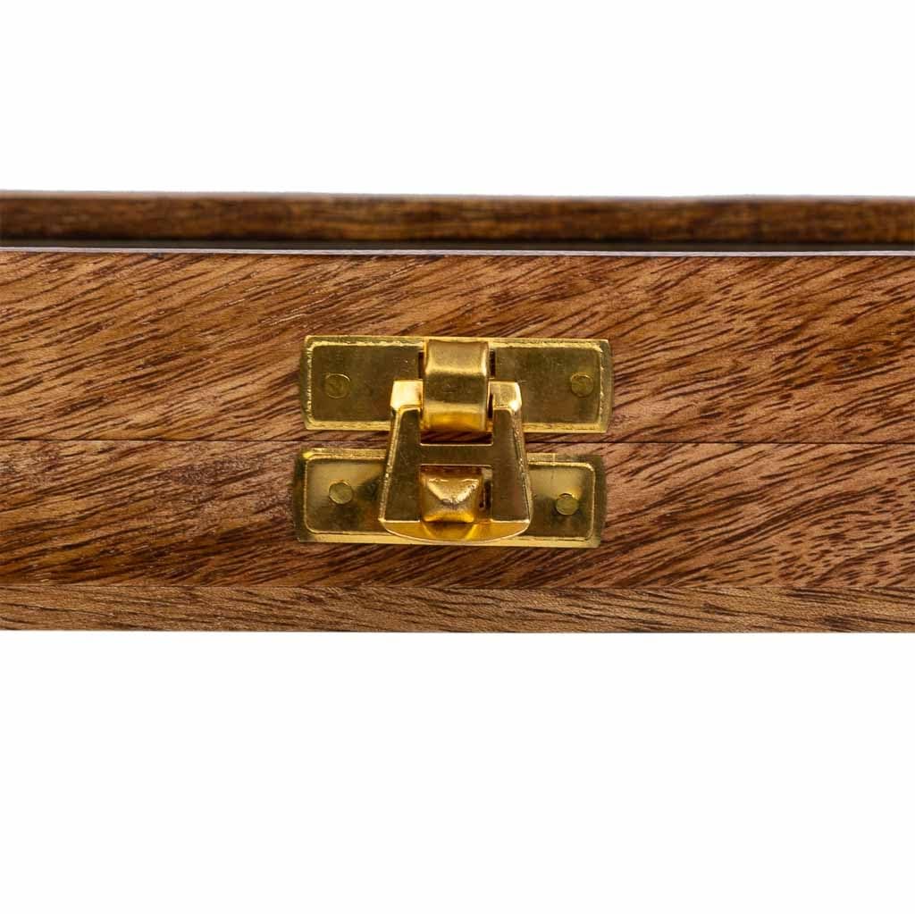 Juego 3/1 (Dominó+dados+3 en línea) en caja de madera marrón 28x13x4.5