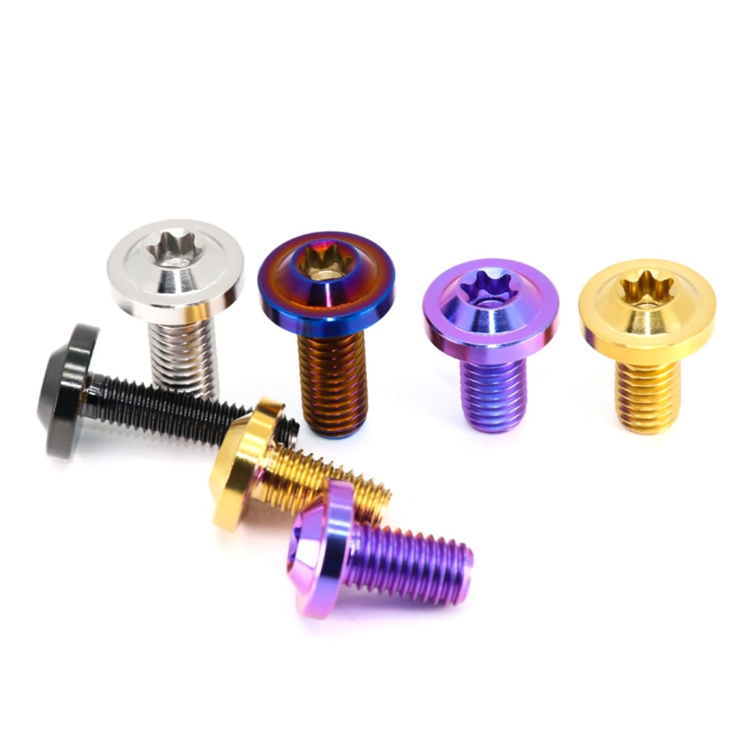 GR5 Titanium Alloy Flying Saucer Head Screws - Plum Blossom Anti-Theft Screws - 4 Pack M4, M5, M6, M8, M10 - Complete Specifications (Burnt Blue, M6x35mm=4pcs)