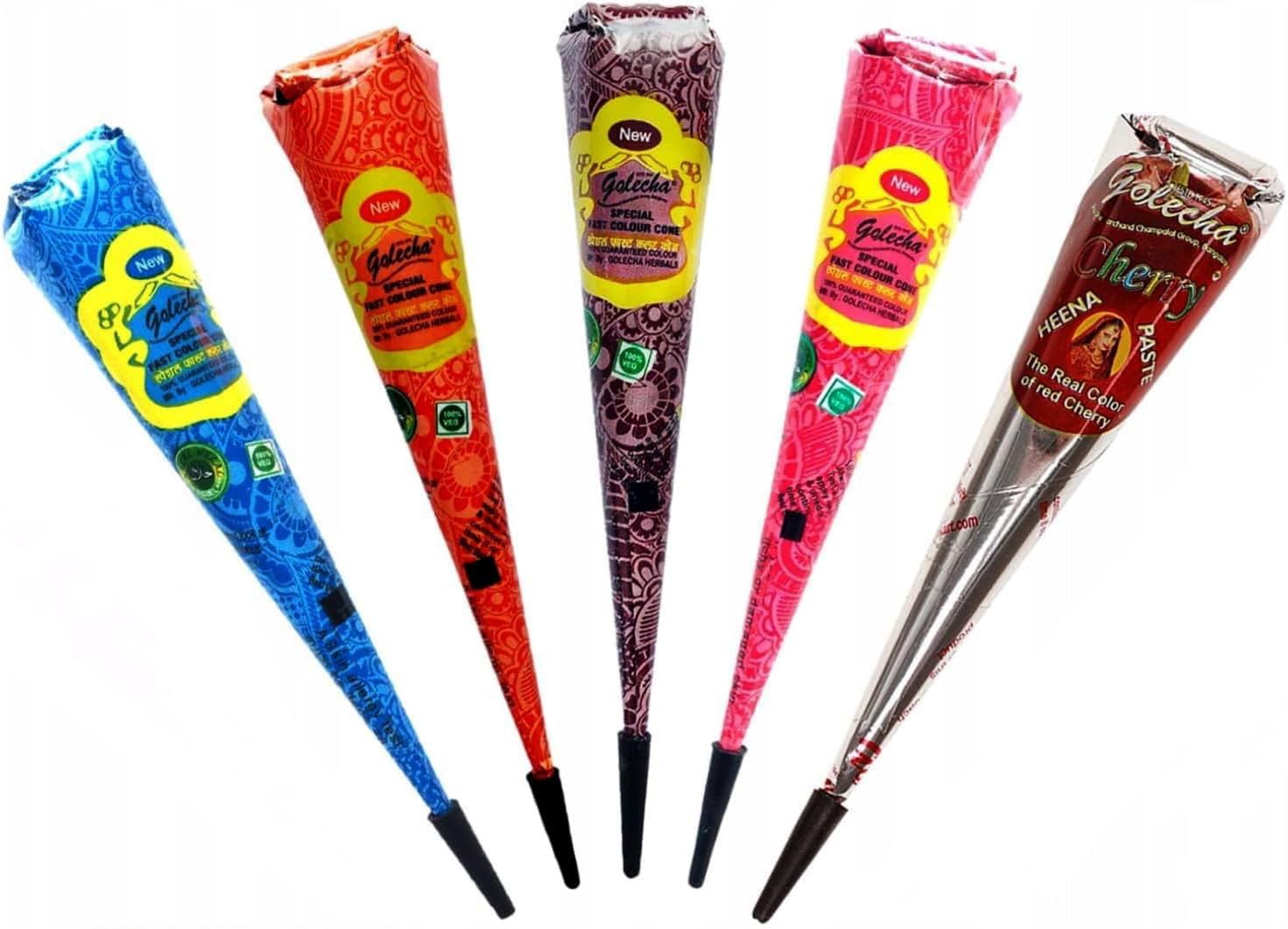 Set di gel da colorare 5 x 25 g, blu Golecha blu, arancione, castagno, rosa, ciliegia, senza ammonia, senza PPD