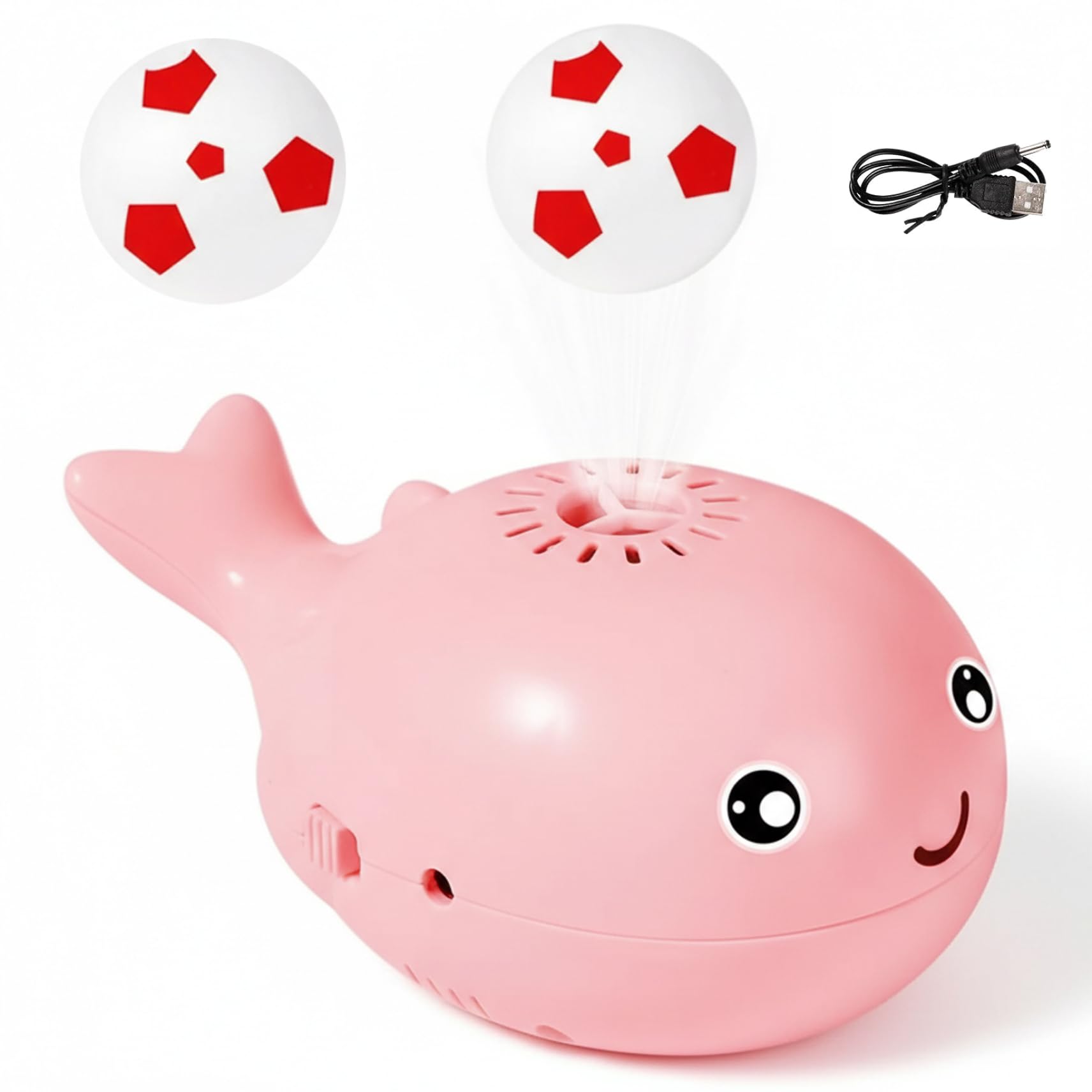 Whale Floating Ball Toy Cartoon Style Baby Floating Ball Toys with 2 Balls USB Charge Electric Kids Toys Style 2