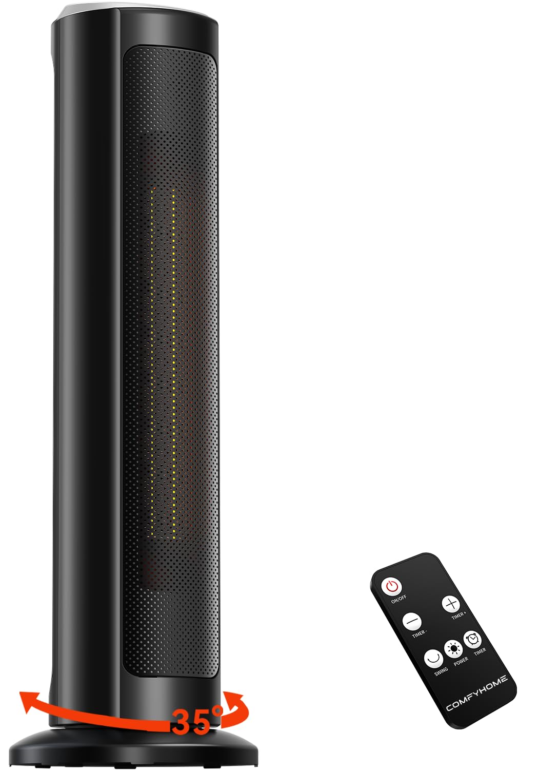 COMFYHOME 70CM 2000W Room Heater for Bedroom w/Remote, 12H Timer, 2 Heat Modes & Fan Mode, Advanced Overheat Protection, ISI Approved, Low Consumption, Room Heaters Home for Winter | 1 Year Warranty