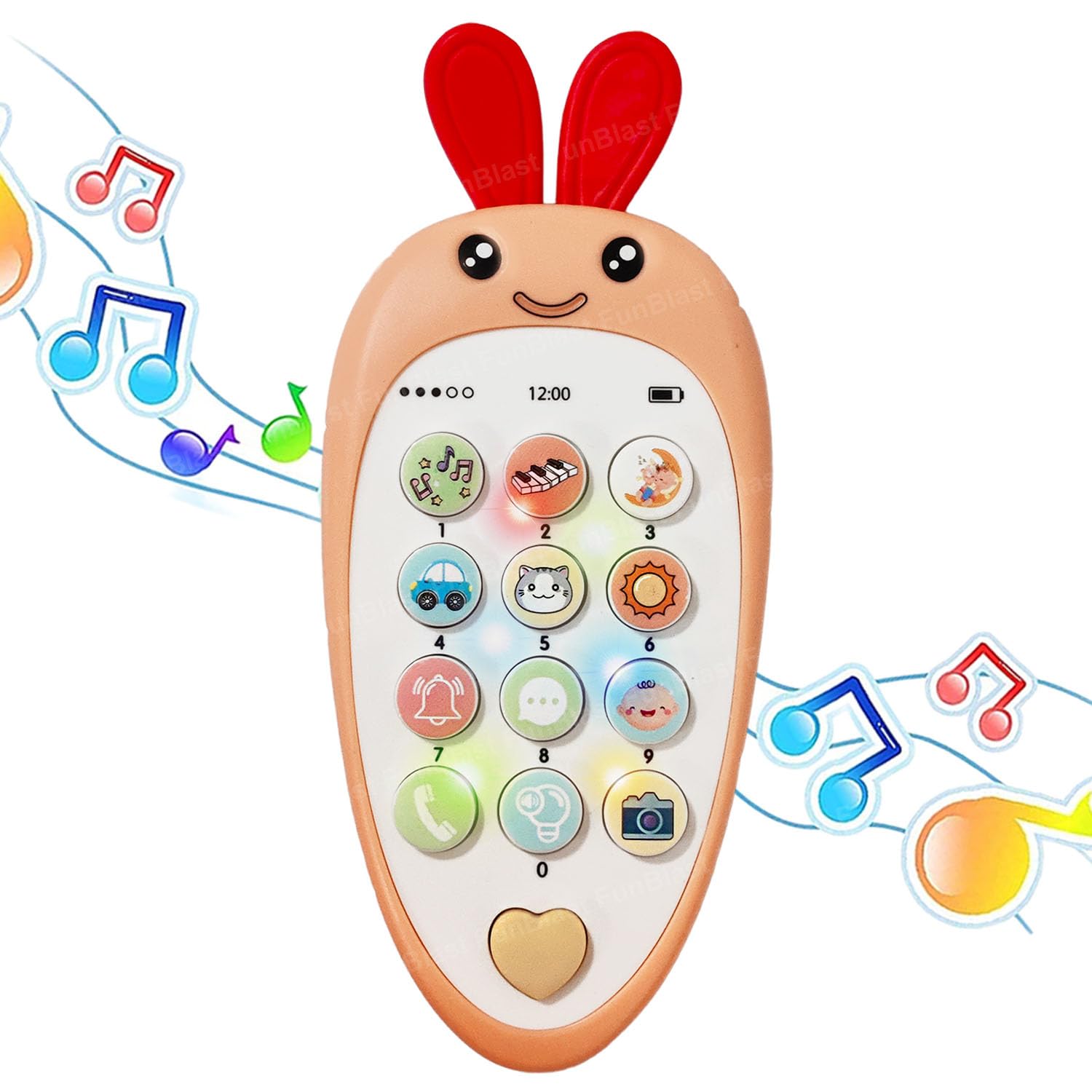 FunBlast Musical Phone for Babies – Cute Carrot Mobile Phone with Silicone Ears, Toy Cellphone for Kids, Mobile Toy with Light & Sound, Battery Operated Toy, Baby Phones & Mobile Phones (Peach) (B0DHKVNN1P) Amazon Price History, Amazon Price Tracker
