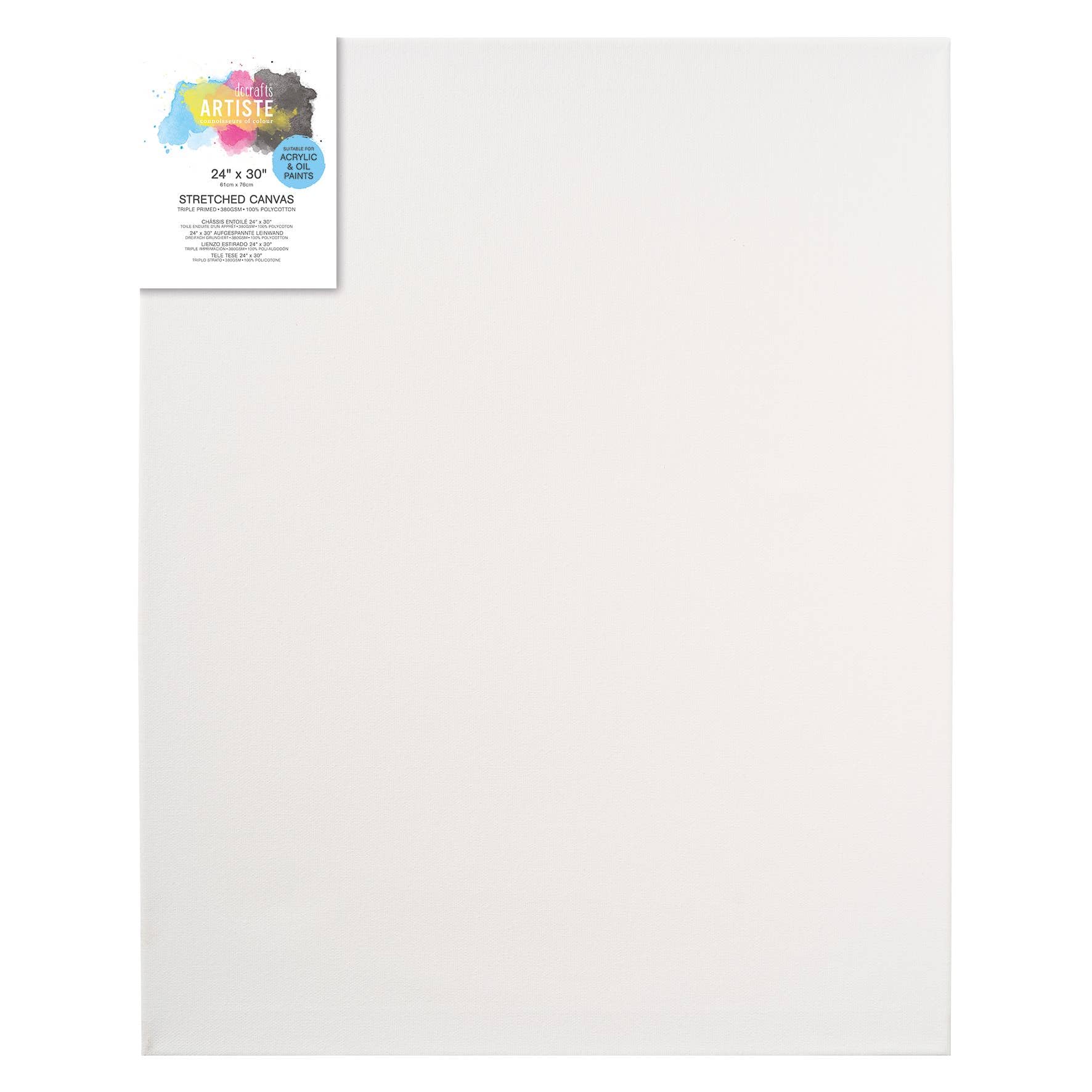 Artiste Stretched Canvas - 24x30" - Triple Primed - Wooden Frame - White