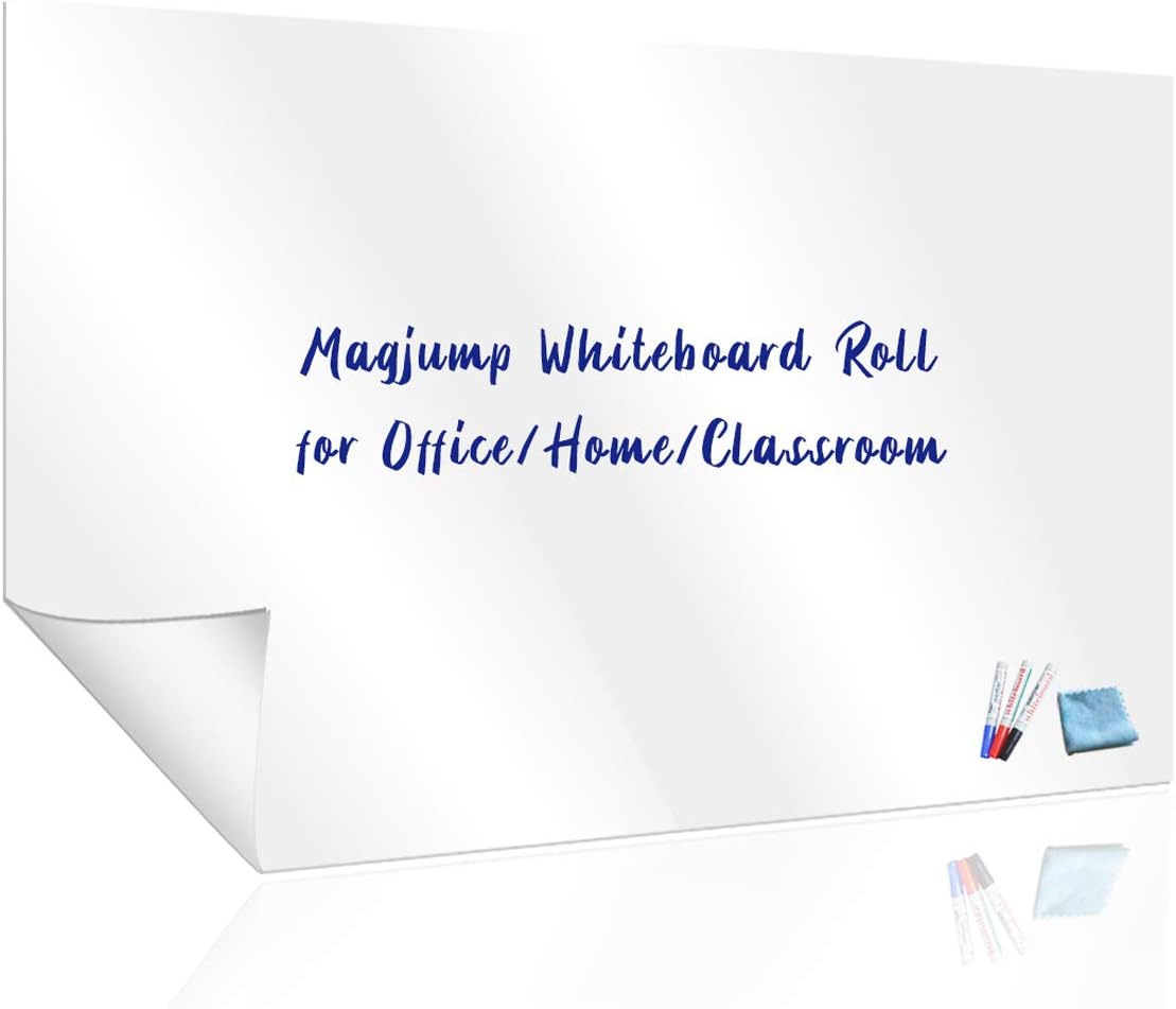 Magjump White Board for Wall, Stain-Resistant Dry Erase Board with Wipes and 3Markers for Office/Home/Classroom Whiteboard (White, 60x90cm)