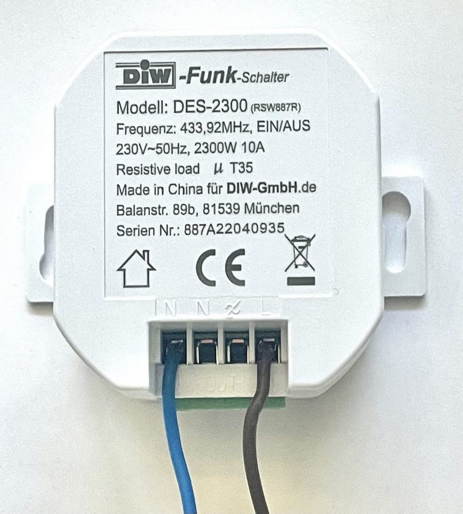 PD-546 DIW-Funk Kit détecteur de mouvement IP44 avec récepteur sans fil encastrable 230 V + interrupteur sans fil