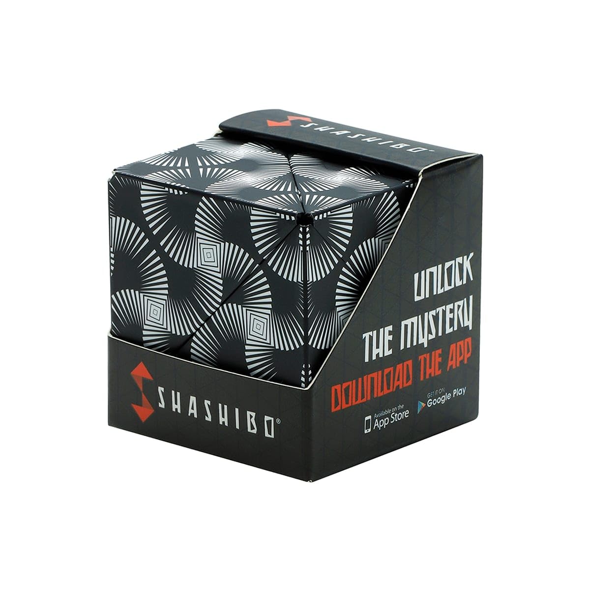 SHASHIBO Shape Shifting Box - Award-Winning, Patented Fidget Cube w/ 36 Rare Earth Magnets - Transforms Into Over 70 Shapes (Black & White)