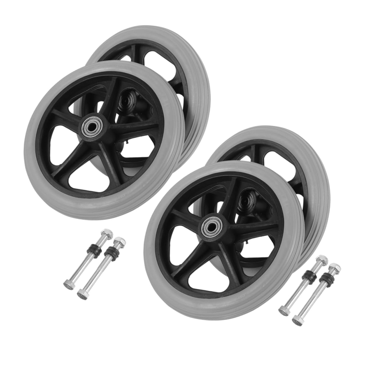 FOMIYES 4pezzi Ruote Anteriori Girevoli senza Sforzo per Sedia Rotelle Ruote di Ricambio Antiscivolo per Deambulatore Pneumatici Pieni Resistenti all Usura Design per Installazione