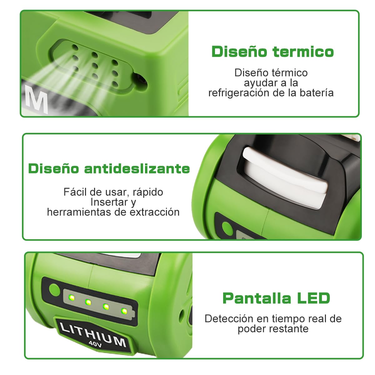 40V 2.5Ah Batería de Repuesto para batería Greenworks 40V G40B25 con Cargador 2A 40V Reemplazo para Cargador Greenworks 40V G40C