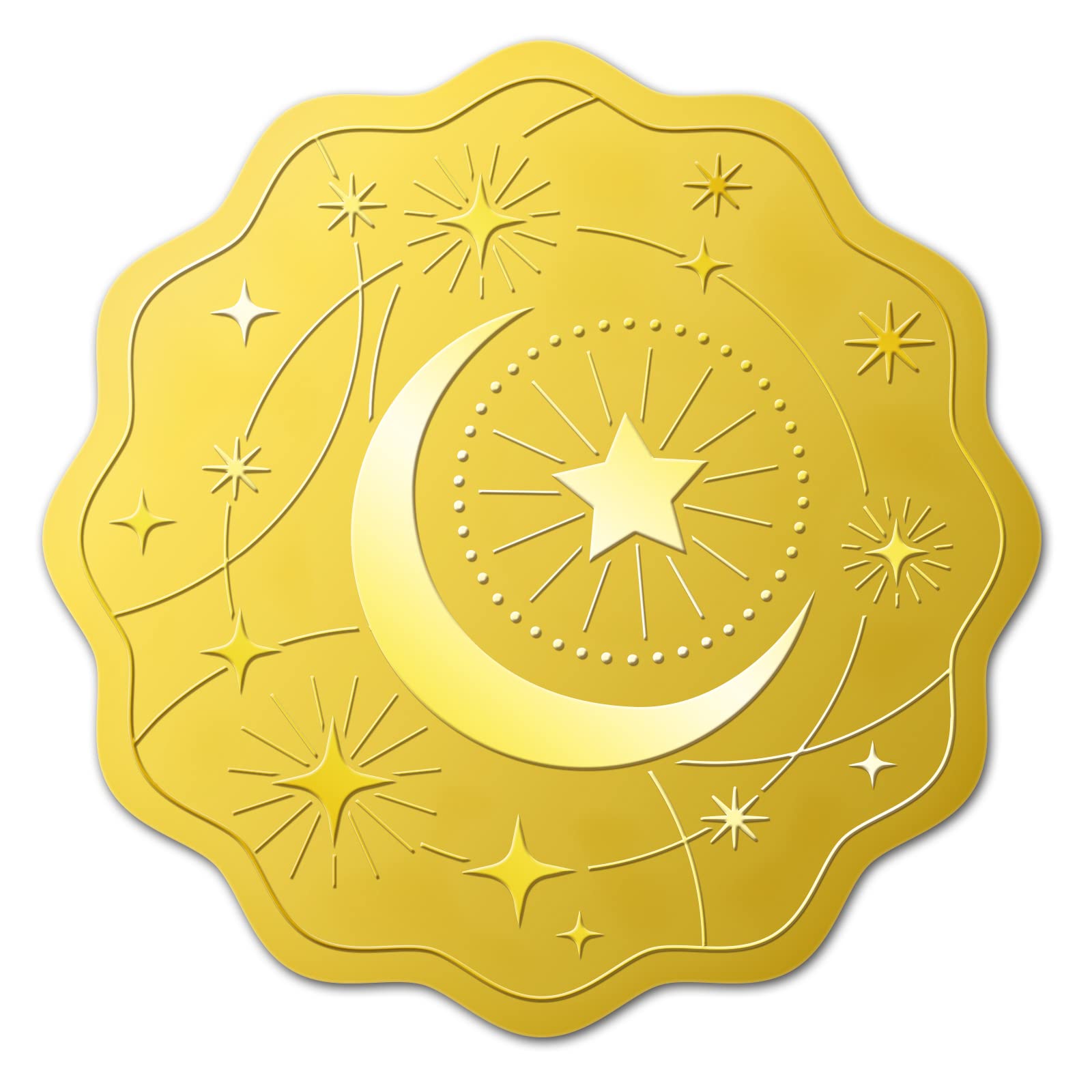 Autocollants de mariage dorés lune et étoile 5x5 cm pour enveloppe de diplôme