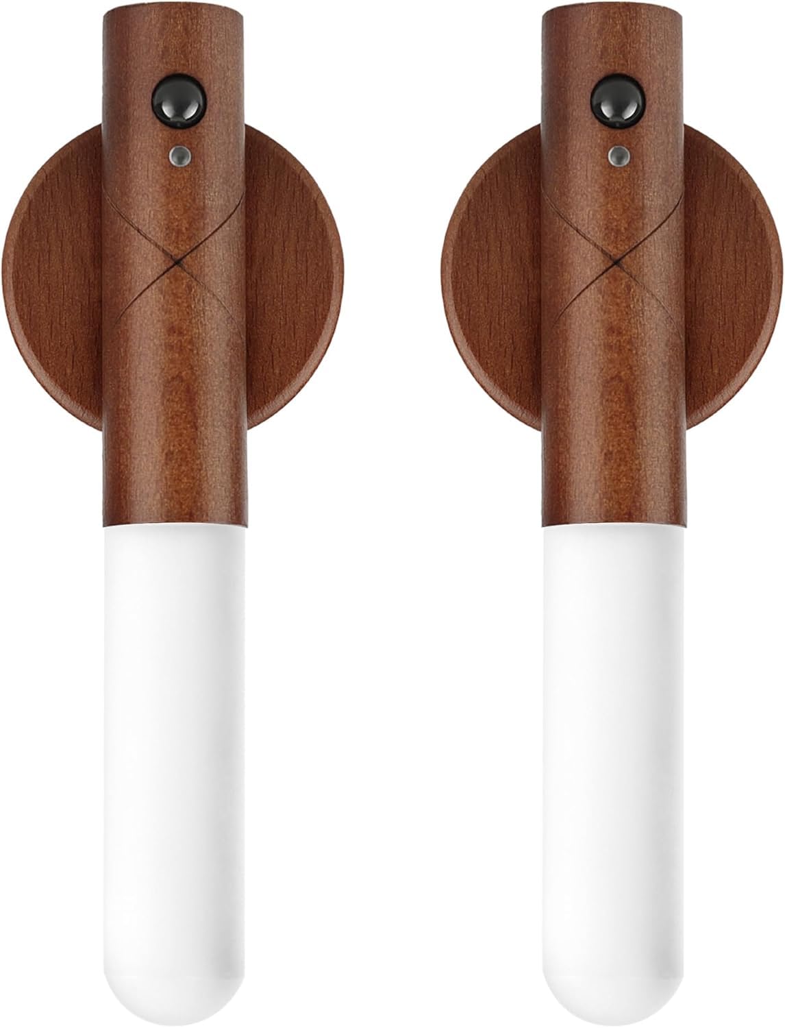 Lámpara de pared recargable de madera de 2 piezas, Lámpara de pared con detector, Luz Nocturna con Sensor de Movimiento, 3 colores, Portátil y móvil, para Dormitorio, Pasillo, Escalera