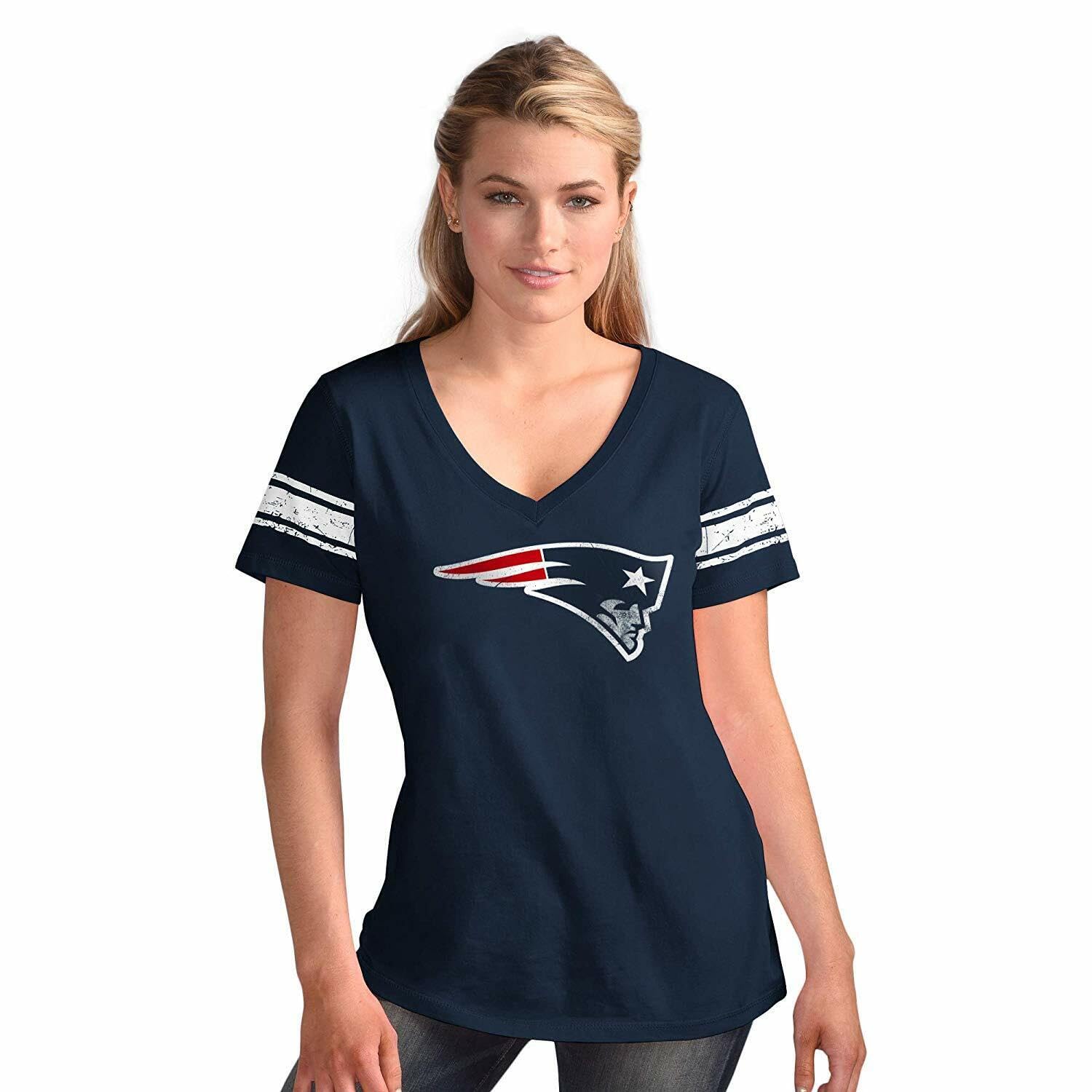 Pro Football Women's First Pick Distressed V-Neck T-Shirt