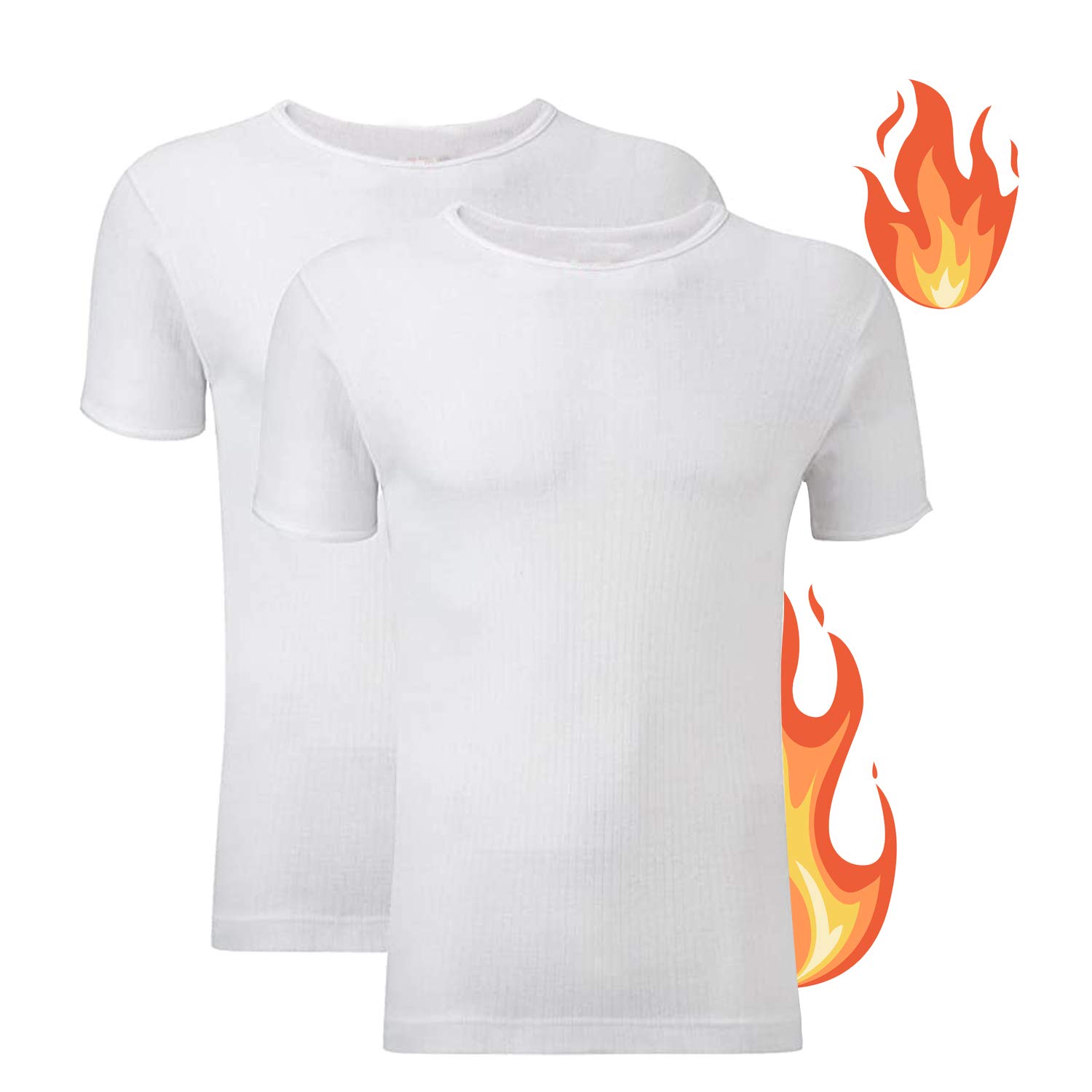 HANSON AND LANGFORD Pack of 2 Heated Body Warmer - Thermal Top for Men Short Sleeve Mens Thermals T Shirt Warm Base Layer Mens Thermal Top Lightweight Insulated Compression Tops