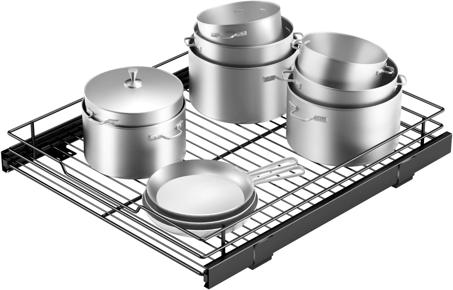 G-TING Pull Out Cabinet Organizer, Heavy Duty Slide Out Pantry Shelves Sliding Drawer Storage for Home, Kitchen, Bathroom, 16.92" W x 20.98" D, Request at Least 18 inch Cabinet Opening, Black Black 16.92" W x 20.98" D