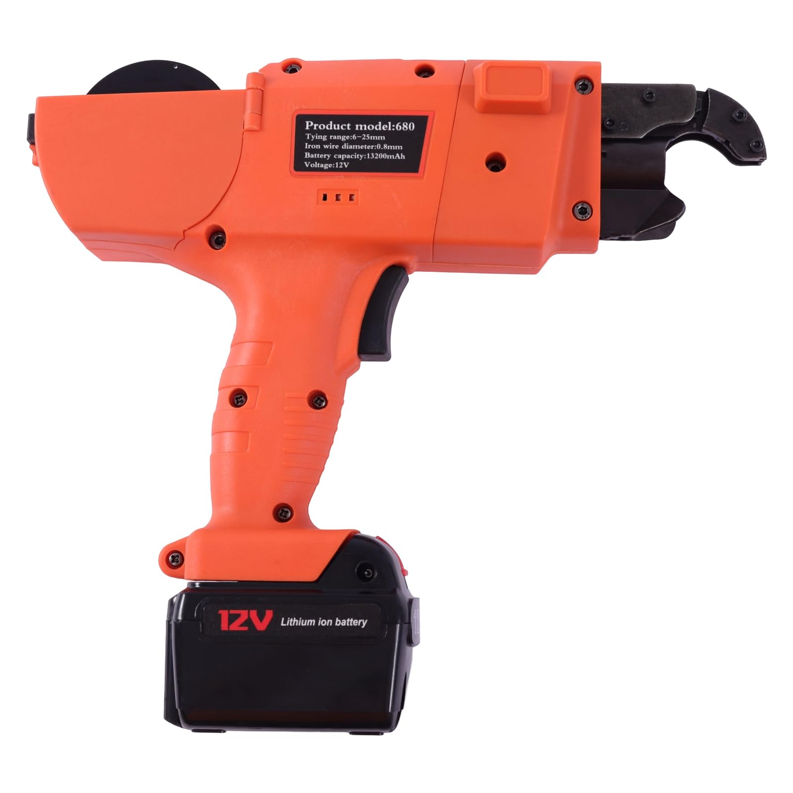 Rilegatrice elettrica, 12 V DC, automatica Rebar Tying Machine con 2 batterie (13200 mAh), nastro in acciaio da 6 a 25 mm, per il raggruppamento di barre in acciaio